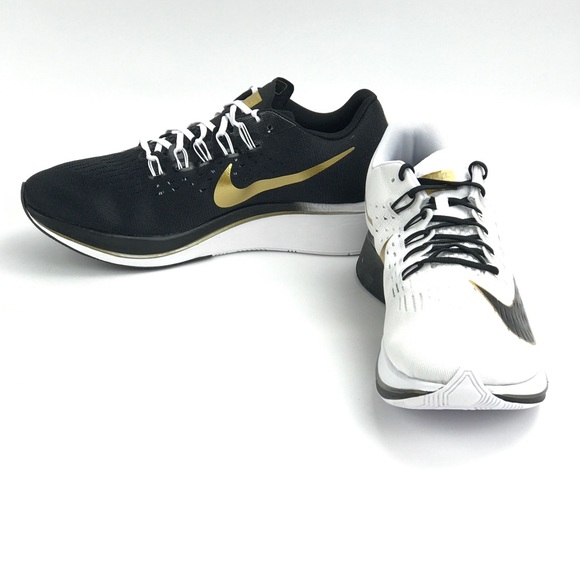 Nike Mens Zoom Fly Black White Gold Running Shoes - Picture 5 of 8